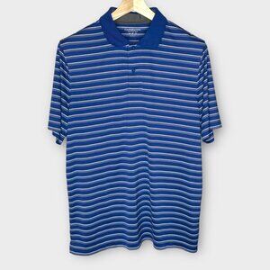 🦜 croft & barrow cool and dry blue striped short sleeve polo size M